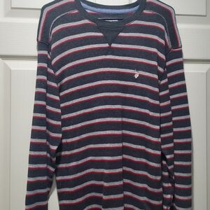 U.S. Polo Assn. Gray and Red Striped Sweater